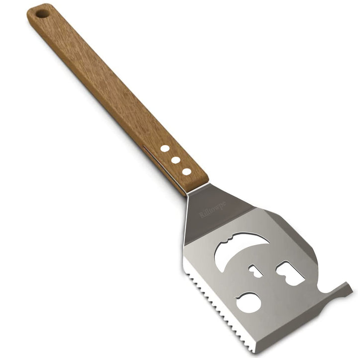 Grillzubehör,Grillspatel, HolzgriffGrillspatel, Grillspatel zum Grillen im Freien, Geschenk für Männ