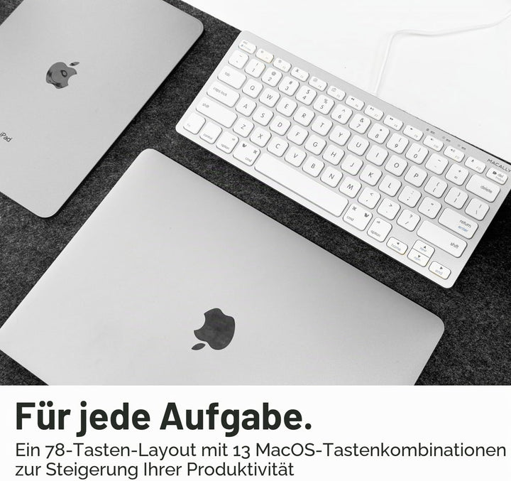 Macally SLIMKEYCA, kompakte USB -A-Tastatur für Mac, US QWERTY Tasten-Layout Silber, Silber