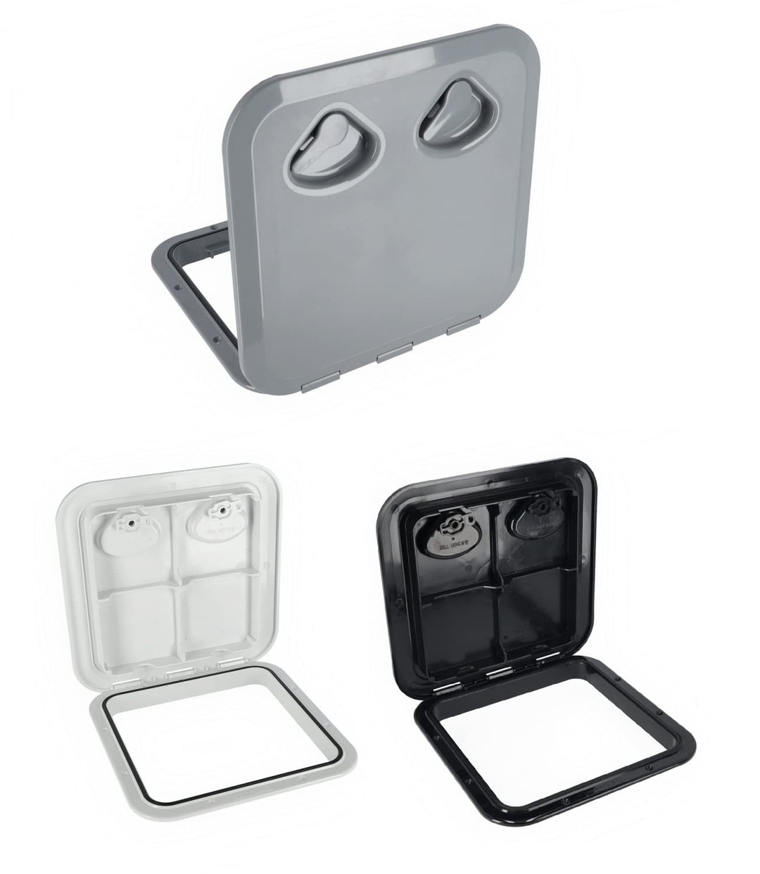 wellenshop Nuova Rade Inspektionsluke 370 x 375 mm, Inspektionsdeckel Weiss, Grau &amp; Schwarz, wasserd