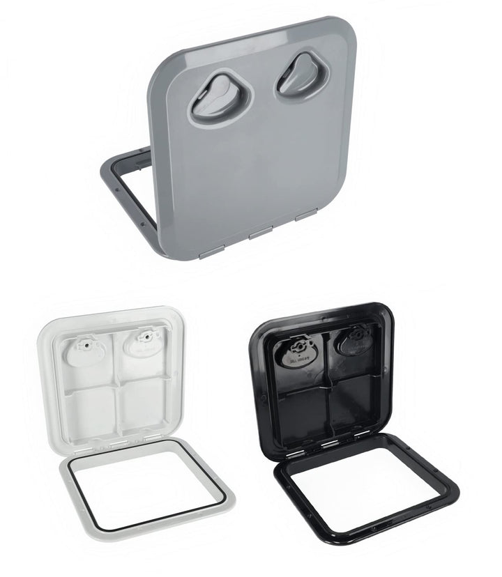 wellenshop Nuova Rade Inspektionsluke 370 x 375 mm, Inspektionsdeckel Weiss, Grau &amp; Schwarz, wasserd