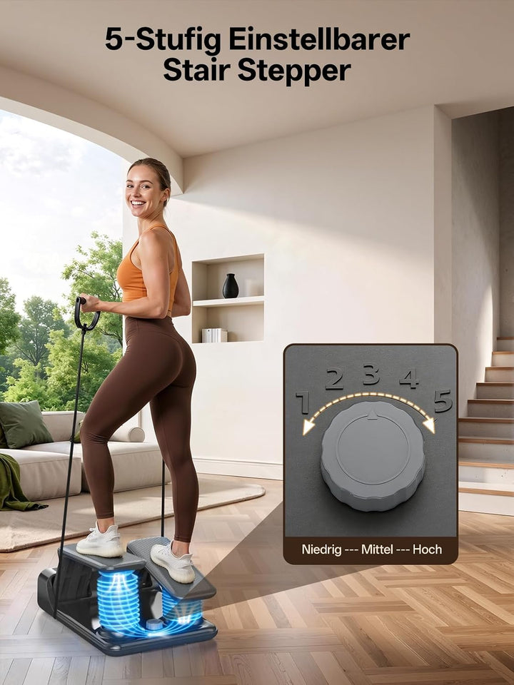 JOROTO Air Resistance Stepper für Zuhause, Mini Stepper mit 5-stufig Einstellbarer Intensität + Bänd