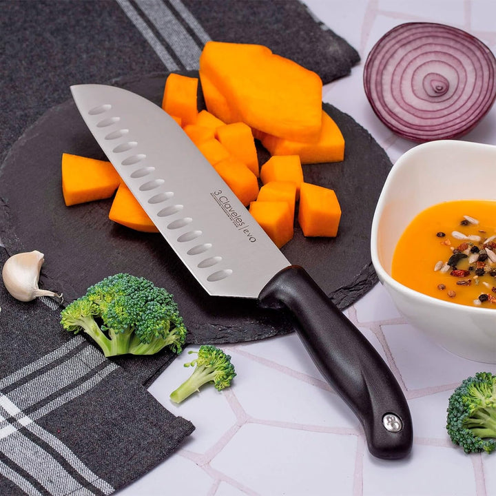 EVO POLIPROPYLENE HANDLE SANTOKU HOLLOW EDGE KNIFE 18 cm - 7" E 3C