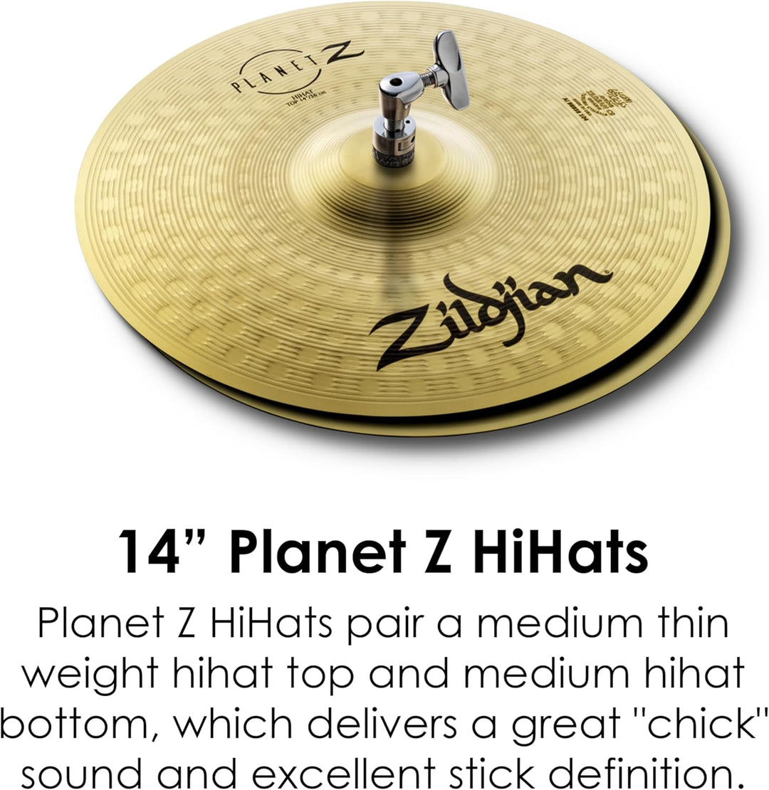 Zildjian ZP1418 Planet Z Series - Fundamental Cymbal Set - 14"H and 18"C 14" Hi-Hat and 18" Crash Pl