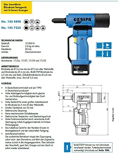 GESIPA | Original Ersatzakku 2.0Ah / 14,4V für Akku Nietenzange AccuBird® Akku 2.0 Ah, Akku 2.0 Ah
