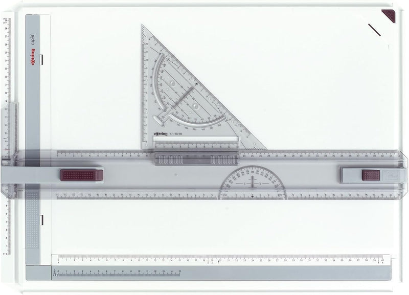 rOtring Rapid A3 Zeichenplatte | Professioneller Zeichenbrett mit Lineal und Zeichendreieck Rapid Ze