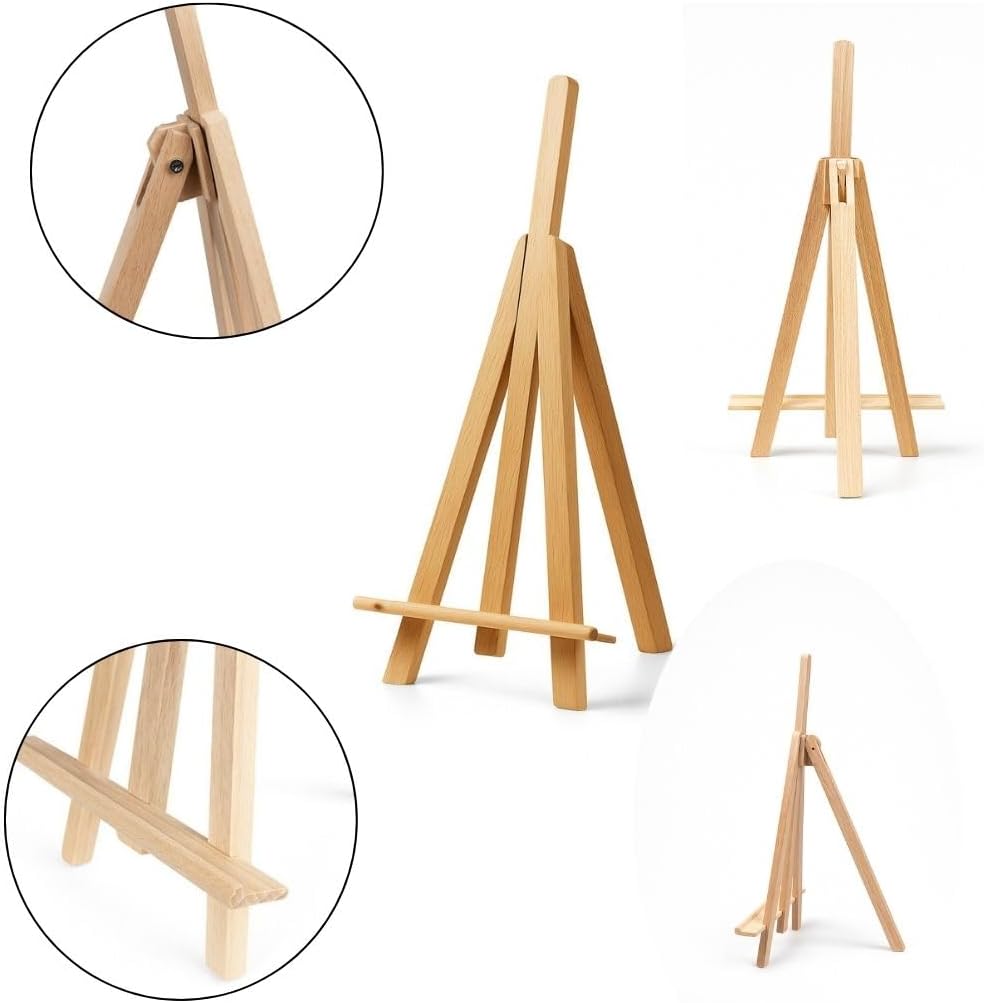 Mini Staffelei Holz 25 cm – 5er Set – Kleine Tischstaffelei &amp; Kartenhalter – Ideal für Fotos, Bilder