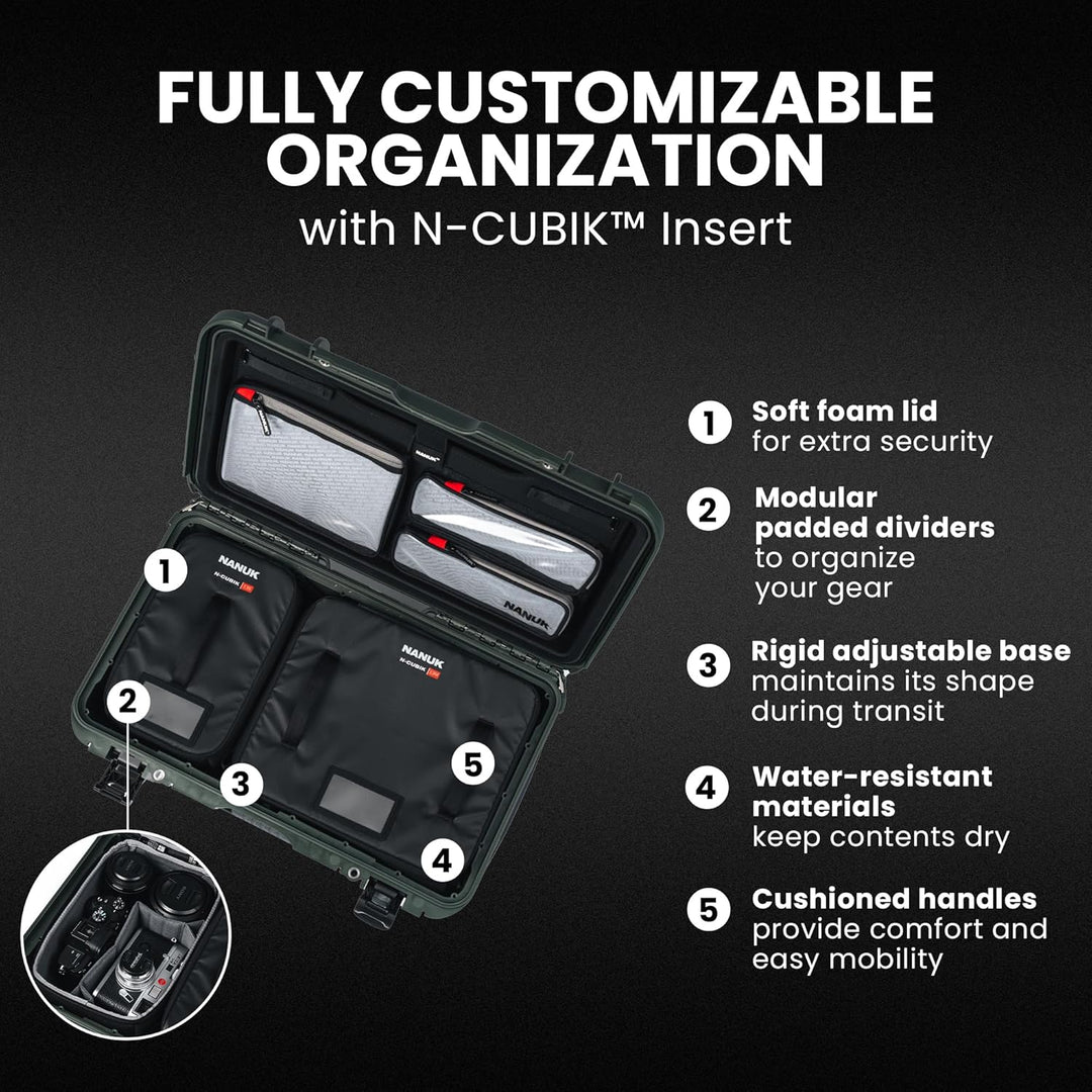 NANUK 935 Pro Foto mit N-Cubik - Wasserdichter Reisekamera-Hartschalenkoffer mit 13S & 13M N-Cubik E