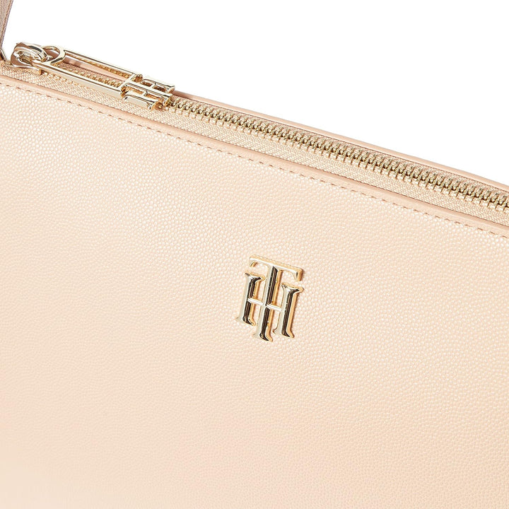 Tommy Hilfiger Damen Timeless TH Zeitlose Schultertasche, M Sandrift, Sandrift