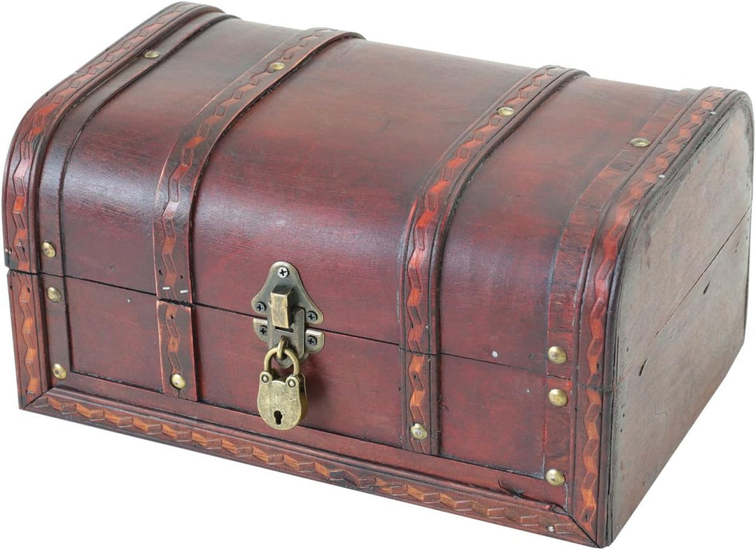 HMF 6401-130 Schatztruhe aus Holz mit Schloss | 30 x 20 x 15 cm | Klein | Spanien 30 cm, Spanien, 30
