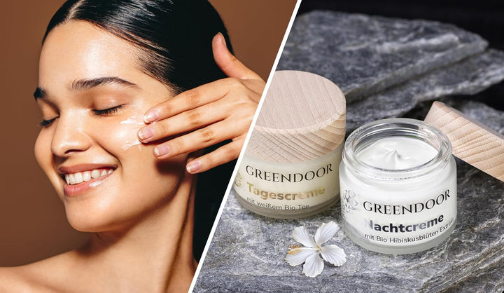 GREENDOOR Naturkosmetik Feuchtigkeitspflege 2er Sparset Tagescreme Bio weisser Tee + Nachtcreme Bio