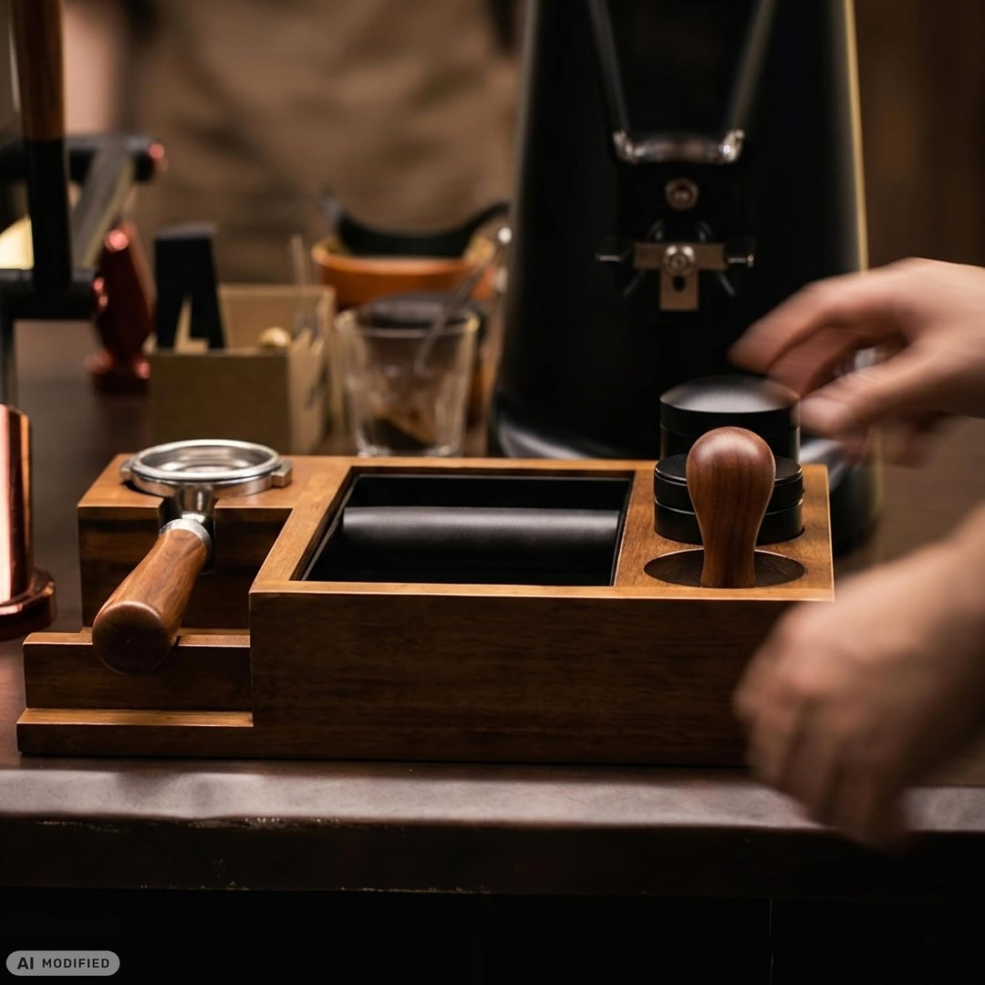 Espresso Tamper-Station mit Knock-Box für Siebträger 51–58,5 mm