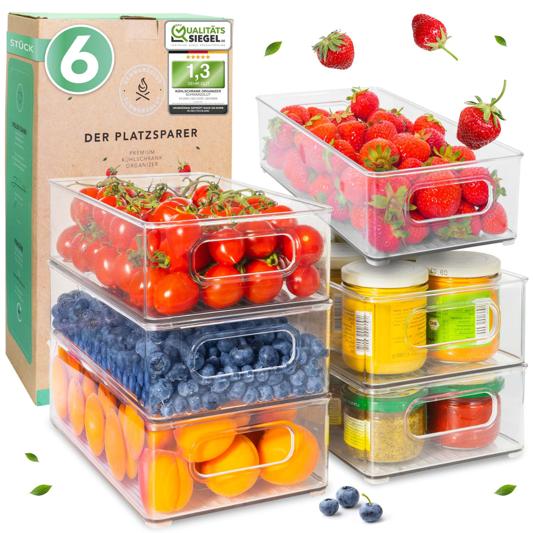 SCHWARZGLUT® Kühlschrank Organizer 6er Set für maximale Ordnung in Küche & Haushalt | Organizer | St