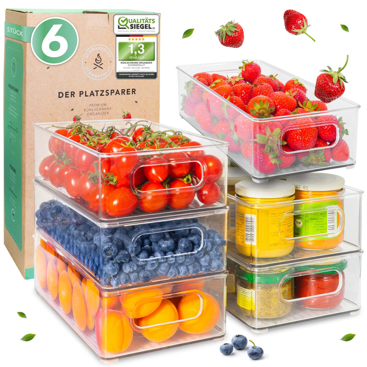 SCHWARZGLUT® Kühlschrank Organizer 6er Set für maximale Ordnung in Küche & Haushalt | Organizer | St