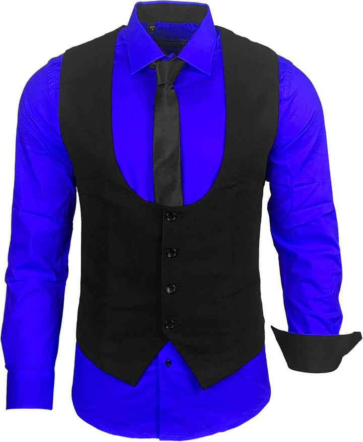 Herren Hemd Weste Krawatte Set Business Anzugweste Westen Slim Fit Smoking Frack Business Herrenanzu