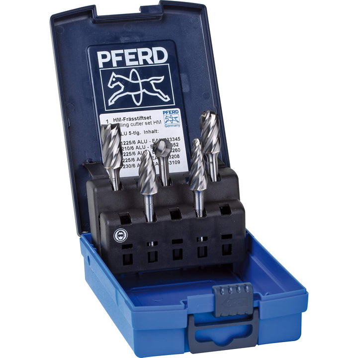 PFERD HM-Frässtift-Set, 5-teilig, Zahnung ALU, Schaft-ø 6 mm, 21901612 – speziell für die Bearbeitun