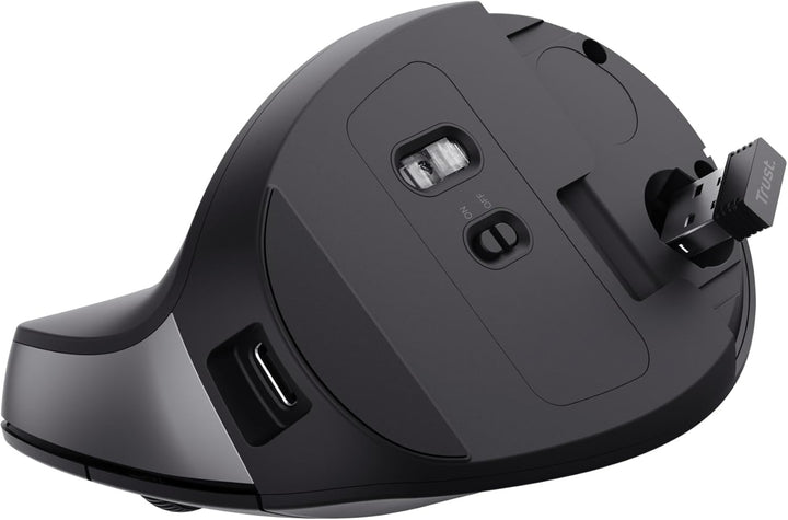 Trust Yuno Wiederaufladbare Vertikale Maus, Kabellose Ergonomische Maus 2.4GHz, Vorbeugung Gegen Mau
