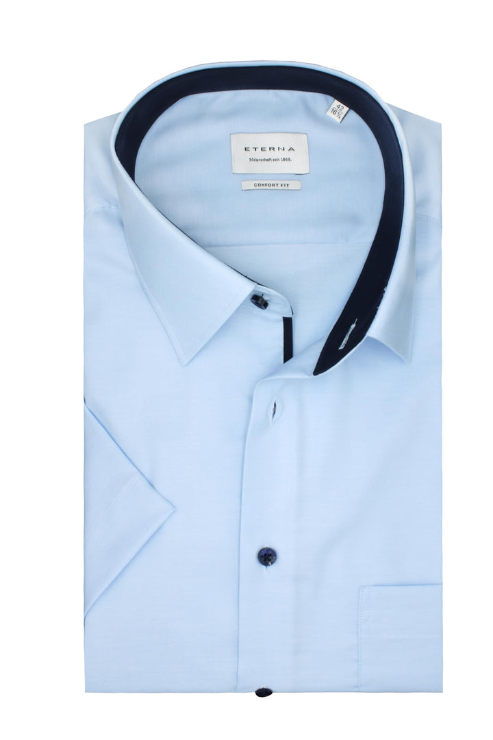 ETERNA Herren Businesshemd Kurzarm Comfort FIT | Uni | Bügelfrei | Kent Kragen 43 Hellblau_(11)_, 43