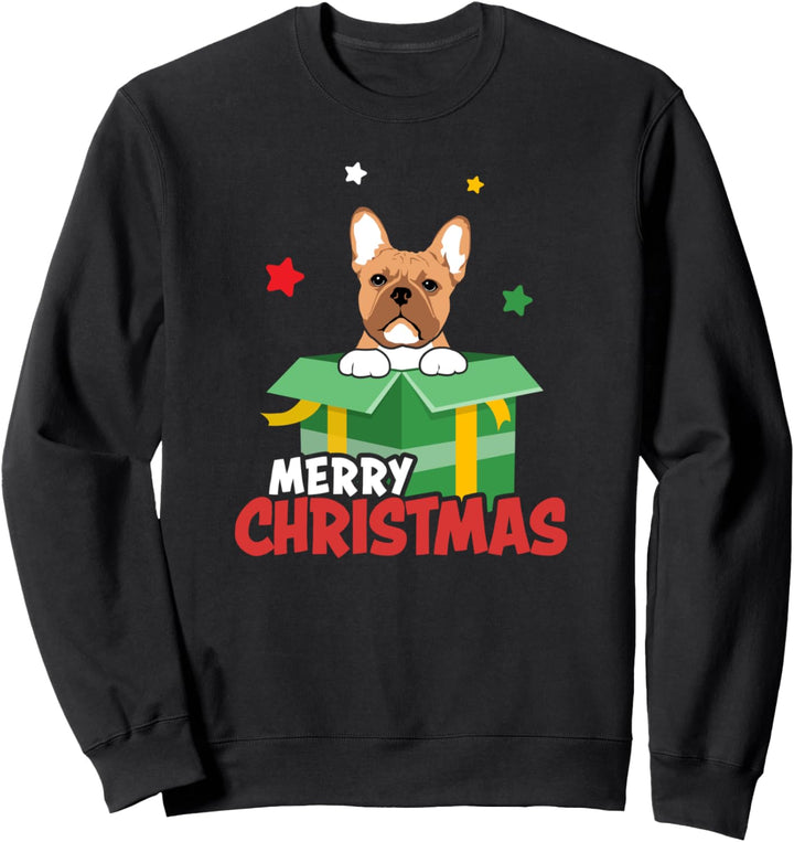 Santa Französische Bulldogge wünscht Frohe Weihnachten Sweatshirt
