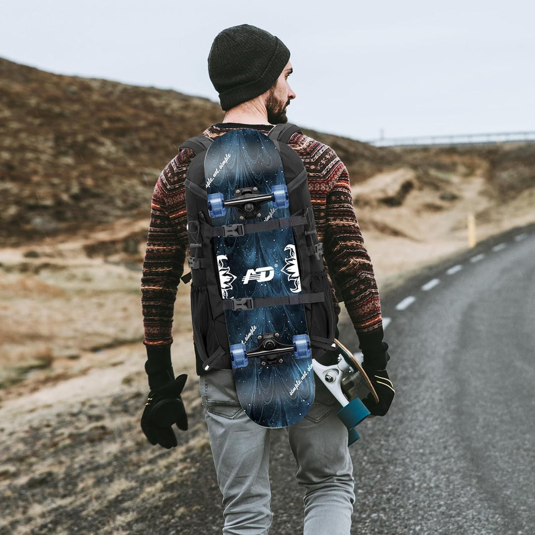 30L Leicht Wanderrucksack Herren Damen, Multifunktional Reiserucksack mit Skateboard Gurte, Tagesruc