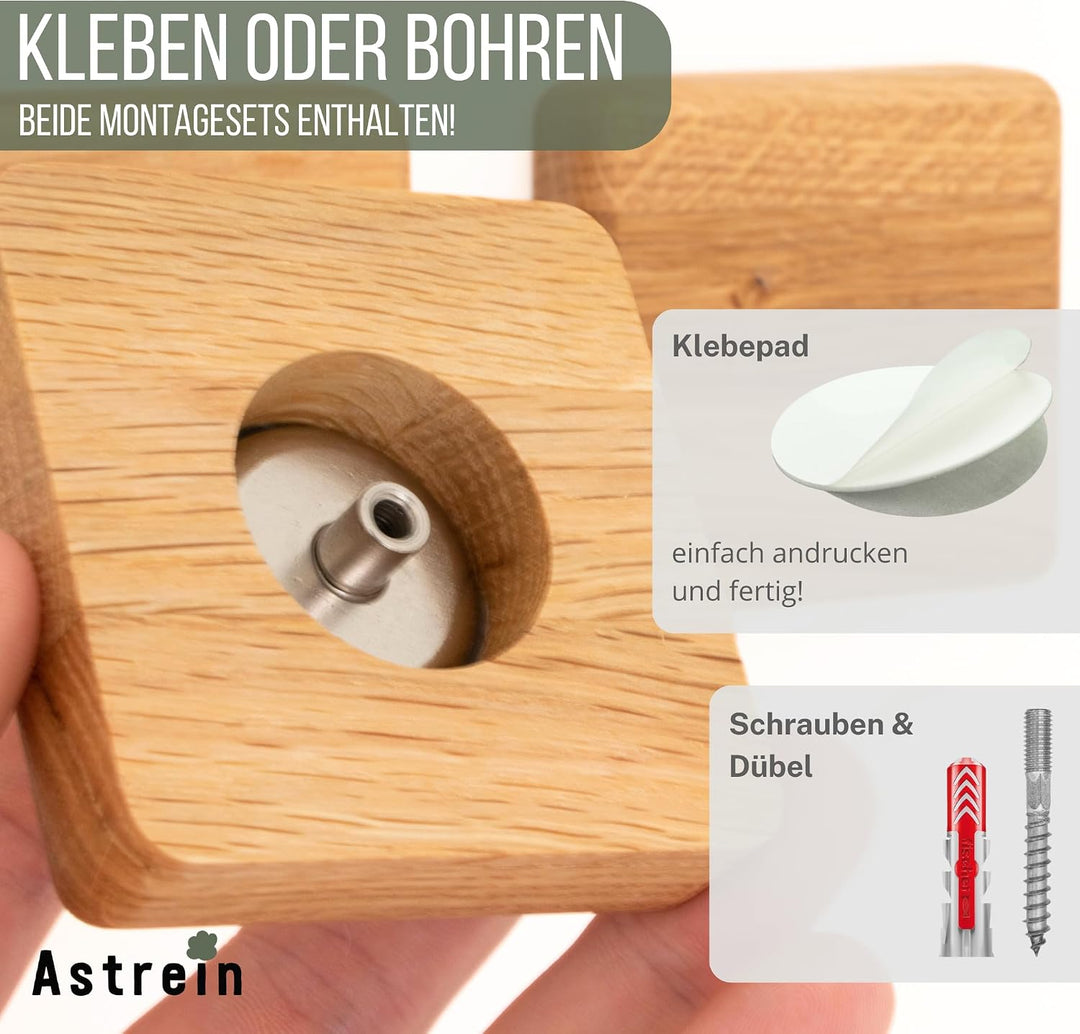 ASTREIN® | Magnetischer Schlüsselhalter | Messerhalter | Wandhalterung aus Holz | Eiche | Umzugsgesc