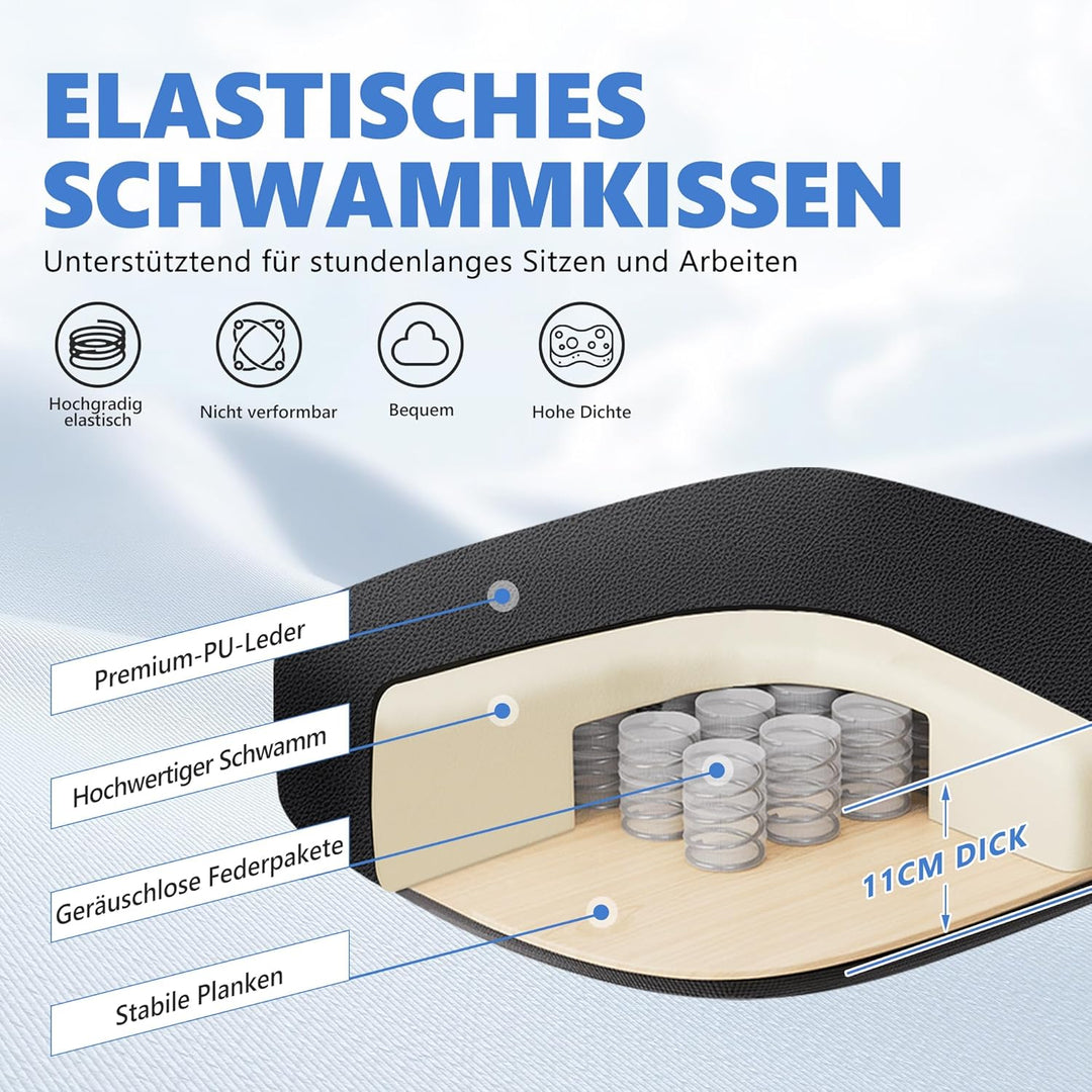 BestEra Executive Chefsessel Office Chair, Gross und Hoch Leder Ergonomic Bürostuhl Hoch Rücklehne H
