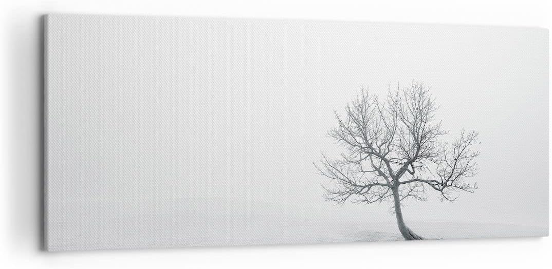 Wandbilder Dekoration Wohnzimmer Baum Feld Natur Panorama Bilder auf Leinwand 120x50cm Leinwandbild
