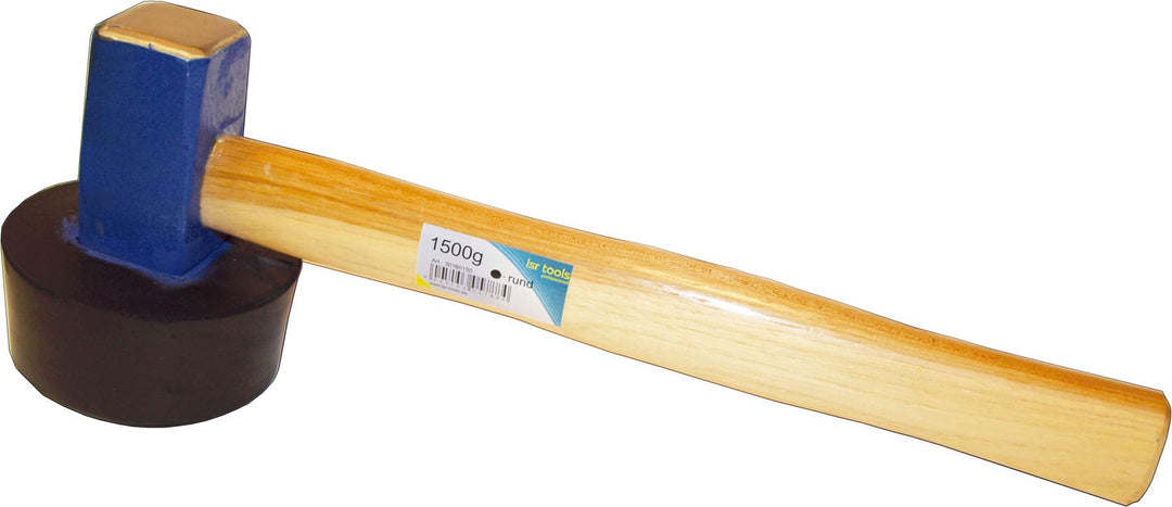 Plattenlegerhammer rund 1.500 g, mit auswechselbarem Gummiaufsatz