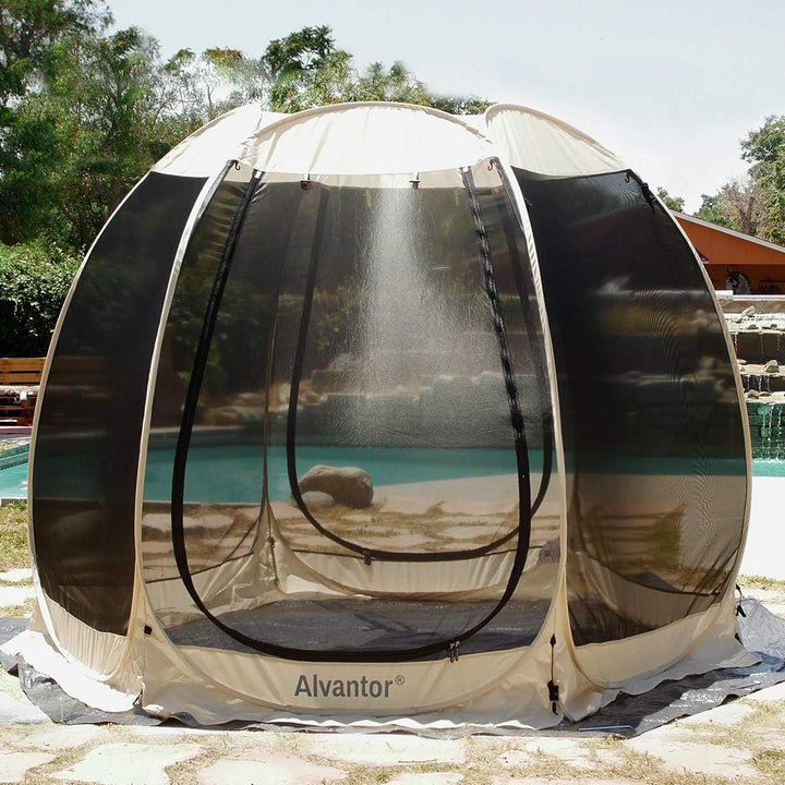 Alvantor Strapazierfähige Plane, wasserdicht, 3 x 3 m, Bodenanhänger mit rostiger Öse, wetterbeständ