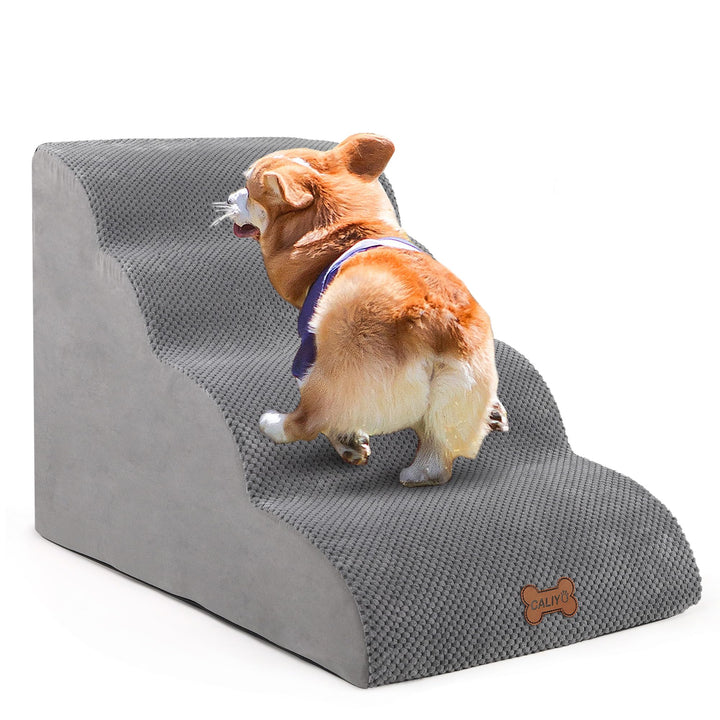 CALIYO Hundetreppe 4 Stufen，Hundetreppe für Kleine Hunde,Treppe für Hunde aus Hochdichtem Schwamm,Ha