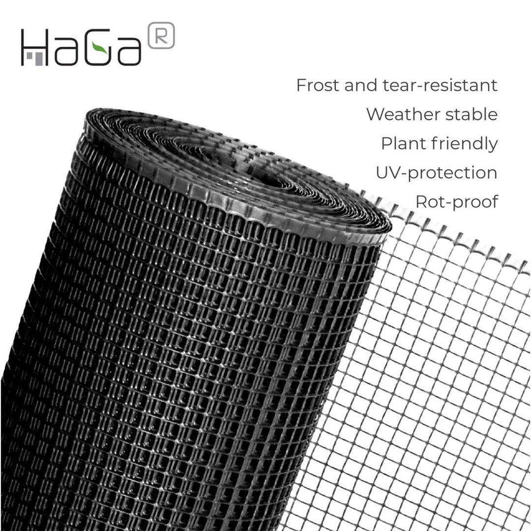 HaGa® 50m Kunststoffzaun in 0,6m Höhe Geflügelzaun Zaun schwarz - pflanzenverträglich - verrottungsf