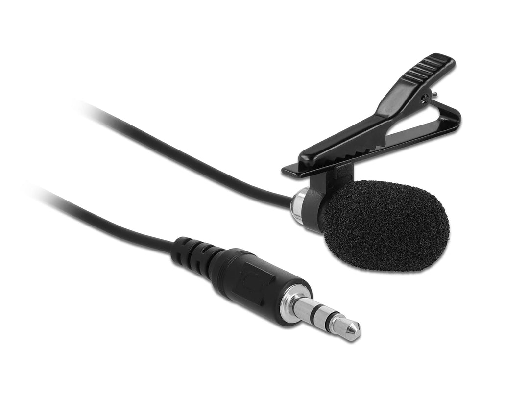 DELOCK 66279 Krawatten Lavalier Mikrofon Omnidirektional mit Clip 3,5mm Klinkenstecker 3 Pin,+ Adapt