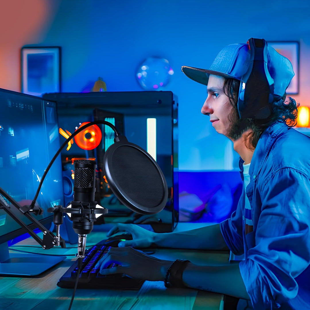 Retoo USB Mikrofon Nierenmikrofon Unidirektionales mit POP Filter Mikrofon mit Verstellbarer Griff P