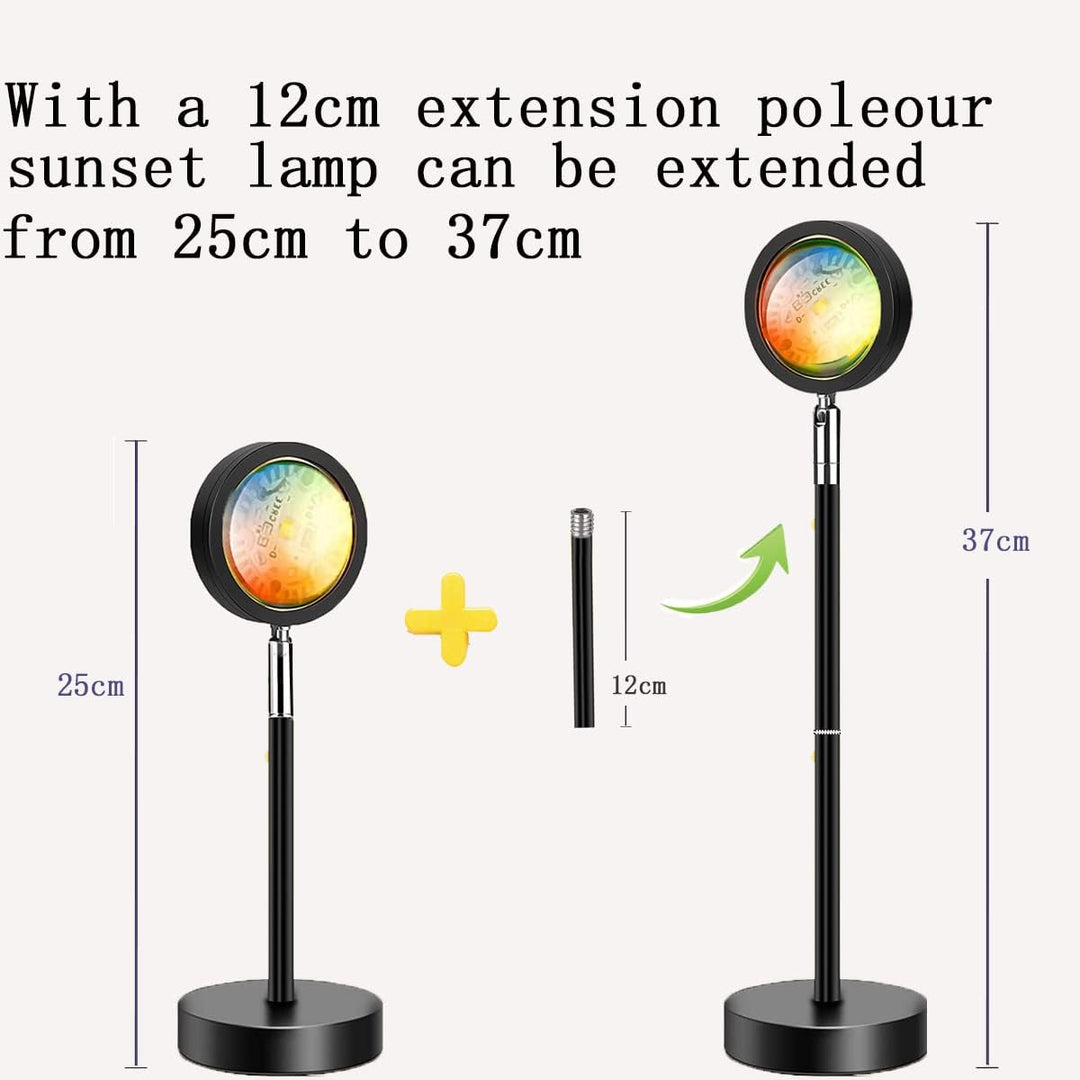 Sunset Lamp,Sonnenuntergang Lampe mit USB,Höhenverstellbar LED Nachtlicht Rainbow Light 24 Farben Zw