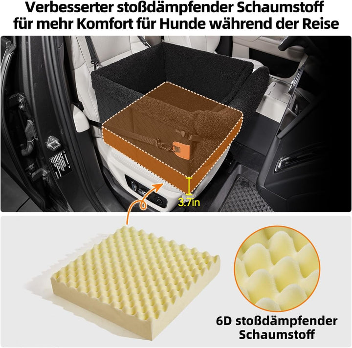 Hunde Autositz für kleine bis mittlere Hunde, Waschbarer hundesitz Auto mit Aufbewahrungstaschen,Ans