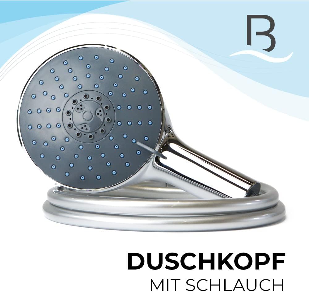 Bath4U Duschkopf | 7 Strahlarten für entspannende Duschen | mit Wasserspareinsätzen | Einfache Insta