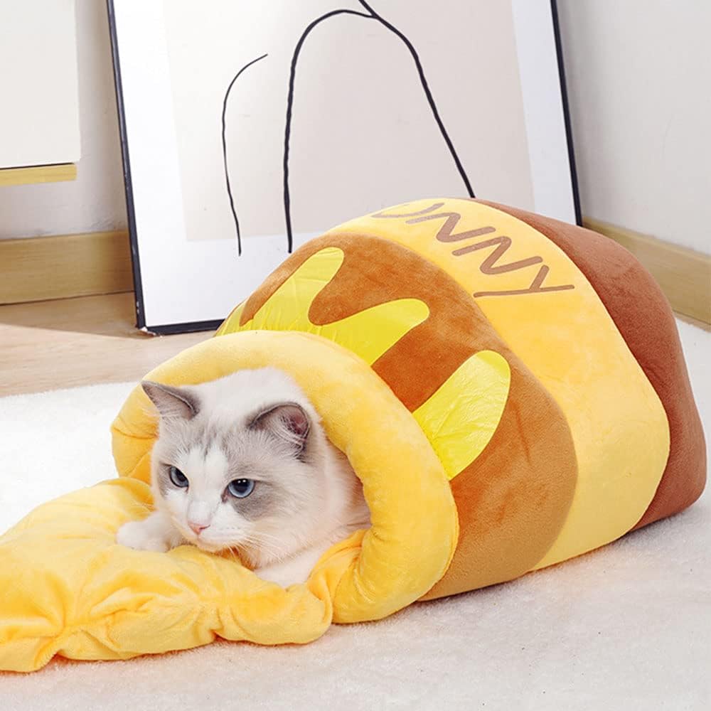 Katzenbett, katzenhöhle, kuschelbett Katzen, Katzen kuschelbett, Katzennest Honigtopf, für kleine Ka