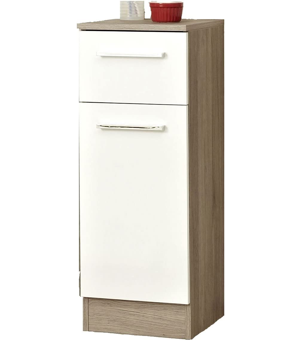 Pelipal Badezimmerschrank Quickset 380 in Weiss Glanz/Sanremo Eiche Terra, 30 cm breit | Unterschran