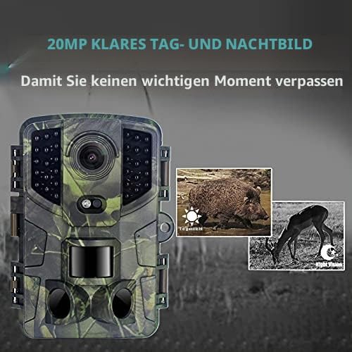 icefox Wildkamera 20MP 1080P Full HD Wildkamera mit Bewegungsmelder Nachtsicht IP66 Wasserdichter fü