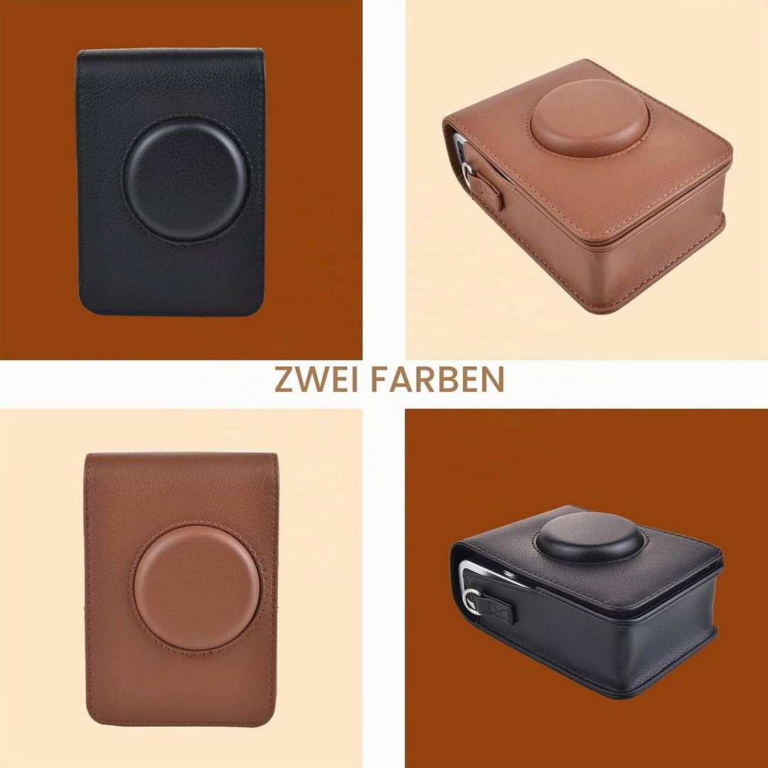 Rieibi Mini EVO Kameratasche, Vintage PU Leder Hülle Schutzhülle für Fujifilm Instax Mini EVO Sofort