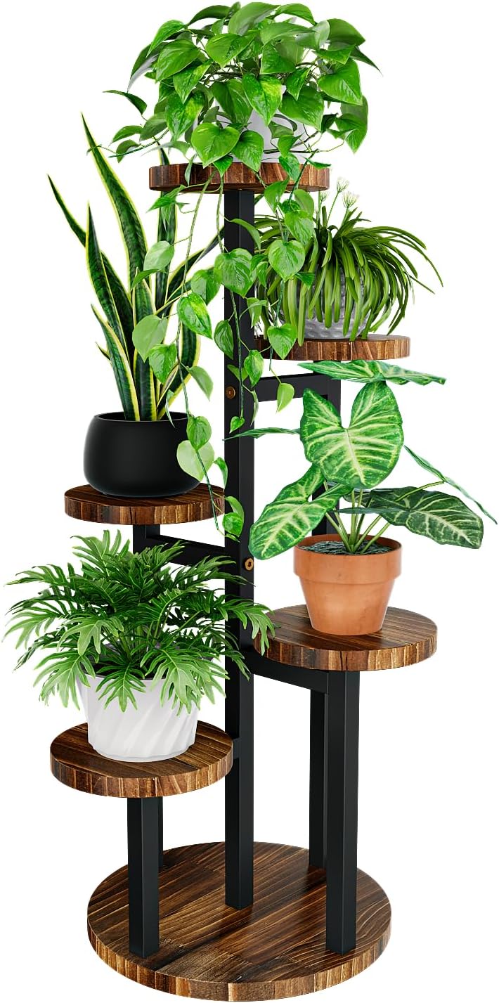Bamworld Blumenständer Holz Pflanzenständer Pflanzentreppe Pflanzenregal Blumentreppe Outdoor Wetter