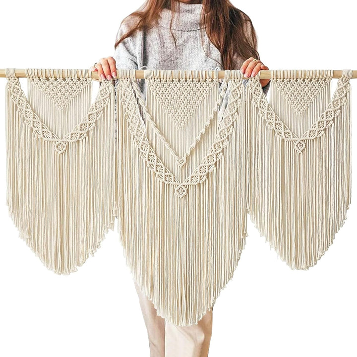 Hibisaws Makramee 110cm (W) x 82cm (H) Wandteppich Boho, Grosse, Handgewebt, Schlafzimmer Wanddeko ，