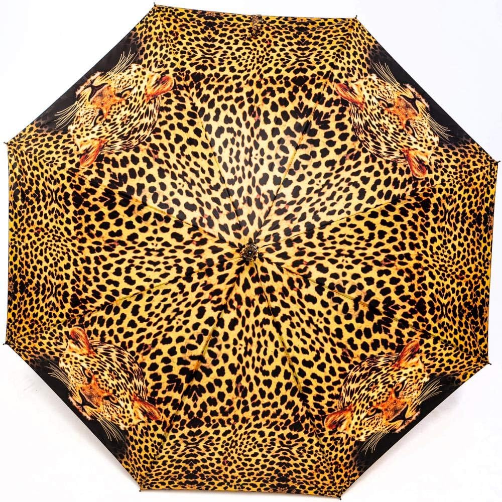 LUCKYWEATHER Regenschirm Stockschirm Damen/Herren Motiv Leopard Auf-Automatik I Stockregenschirm gro