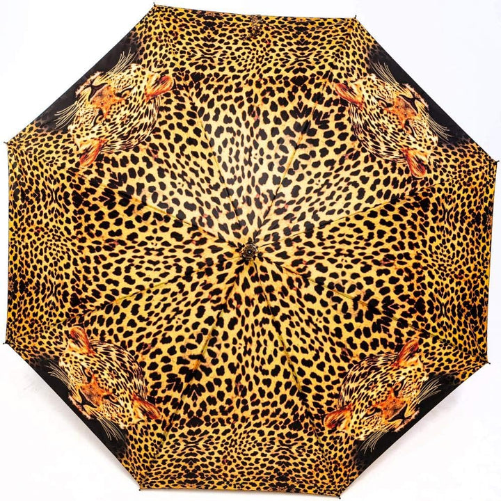 LUCKYWEATHER Regenschirm Stockschirm Damen/Herren Motiv Leopard Auf-Automatik I Stockregenschirm gro