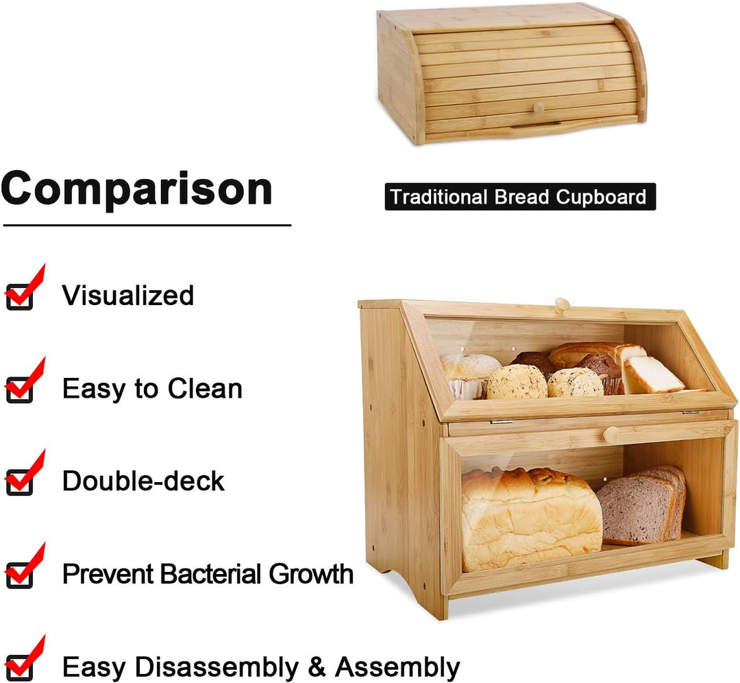 Leader Accessories Brotkasten Bambus Brotbehälter lebensmittelecht Brotaufbewahrung pflegeleicht 39x