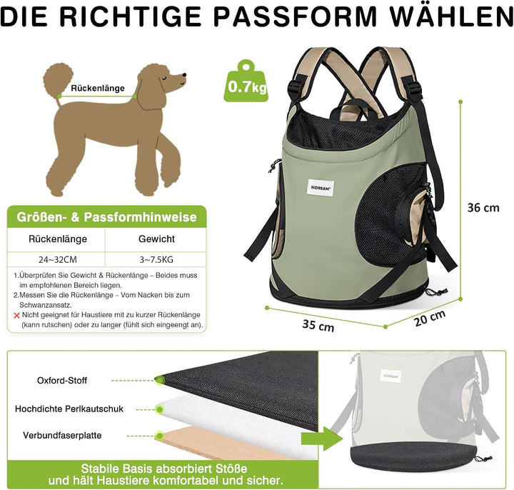 ALLSOPETS Hundetragerucksack, Tragbarer Haustiertragerucksack für Katzen Hunde Welpen, Integrierter