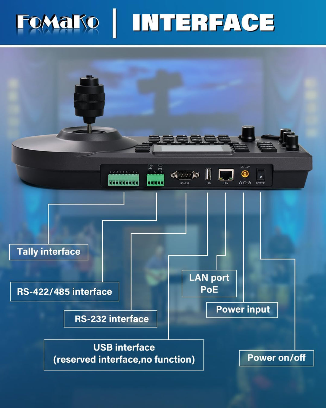 FoMaKo KC608 Pro IP LAN Streaming Kamera PTZ Controller PoE RS232 RS485, 3D PTZ Kamera Keyboard Cont