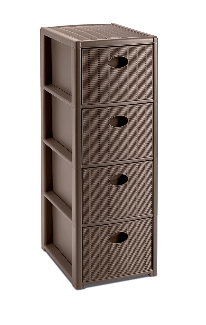 Stefanplast STF882 Elegance Slim Schublade Platzsparend 4 Schubladen, Polypropylen, Taupe, cm 40x30x