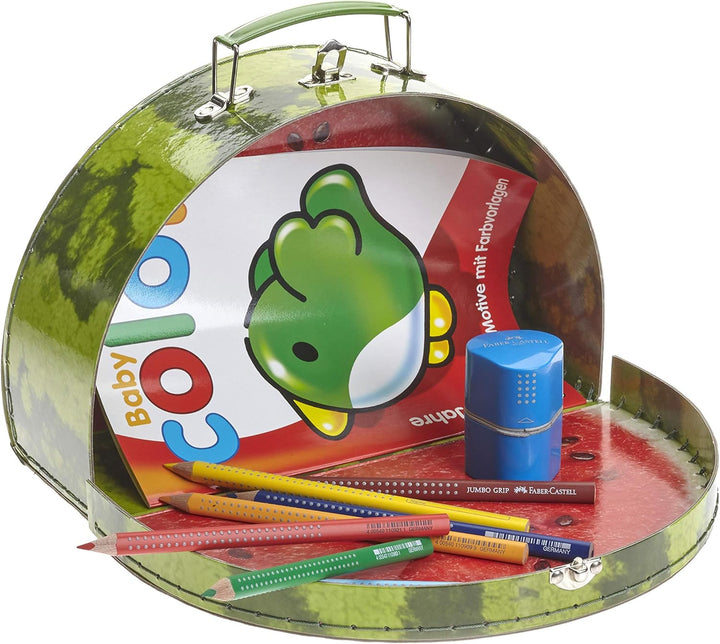 TURBO PRODUKTE 3 TLG. Set Kinderkoffer – Spielkoffer für Mädchen und Jungen rund mit Fruchtmotiv Mel