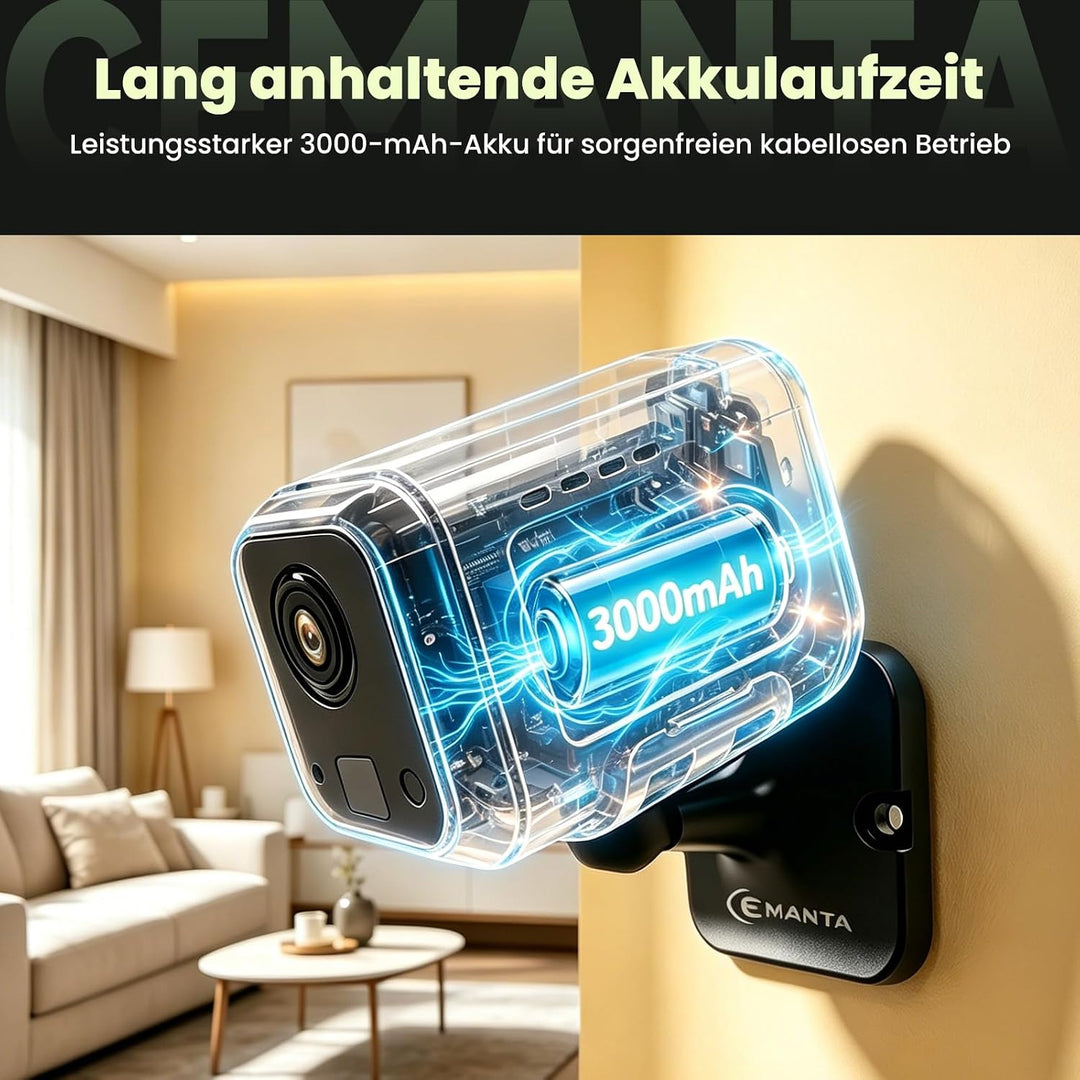 4MP Kleine Überwachungskamera für den Innenbereich Mini Kamera Überwachungskamera Innen mit 3000mAh