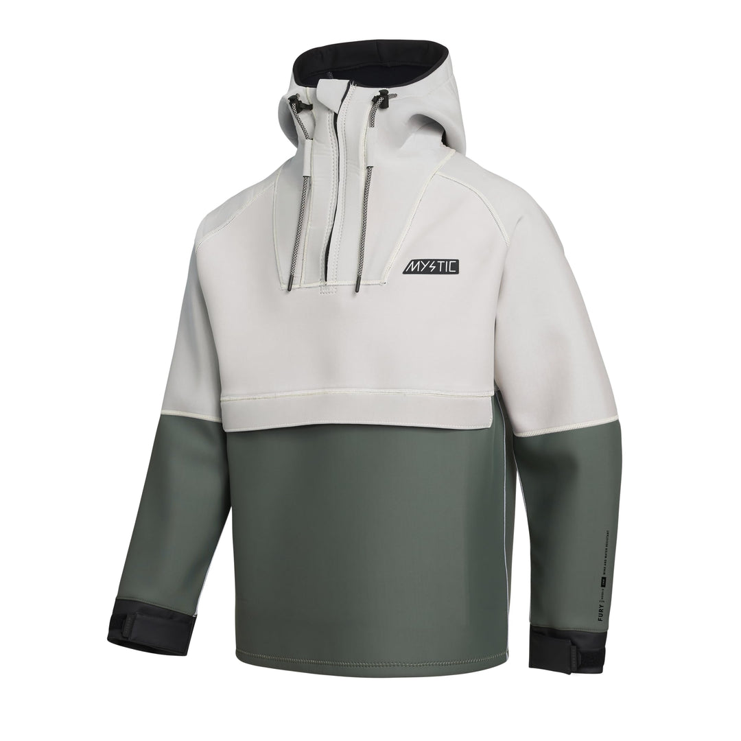 Mystic 2023 Fury Hoodie 3/2mm Neoprene Hoody - Dark Olive S Beige, S Beige